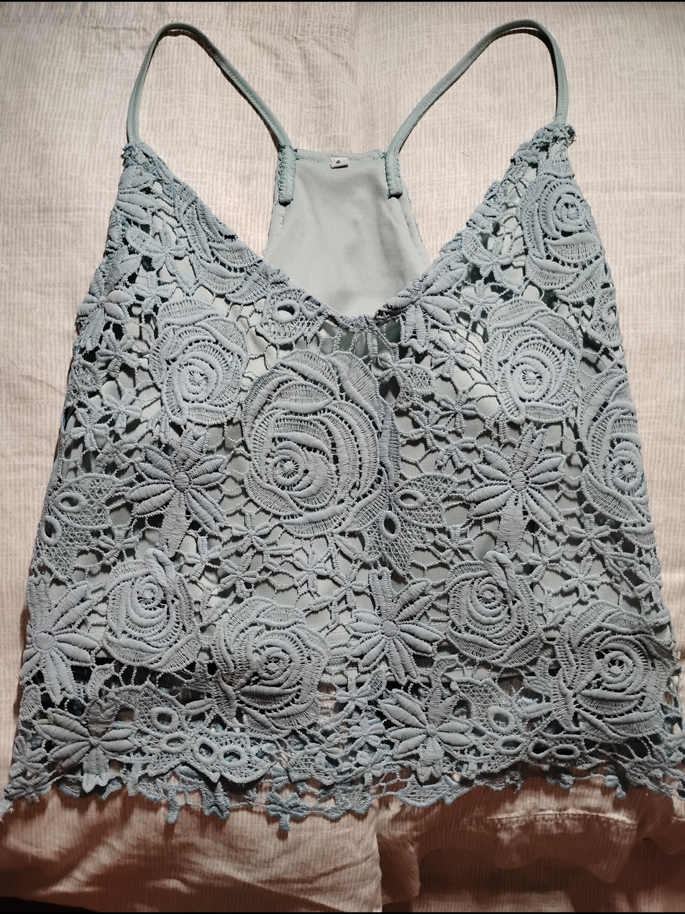 SHEIN Light Blue Lace Crochet Crop Top